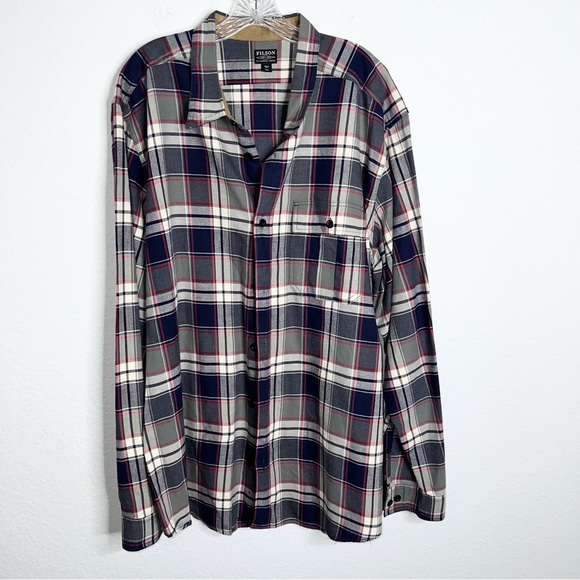 C.C. Filson Flannel Shirt Men’s 3XL Plaid Blue Gray Long Sleeve Button Up B7 - Picture 1 of 6